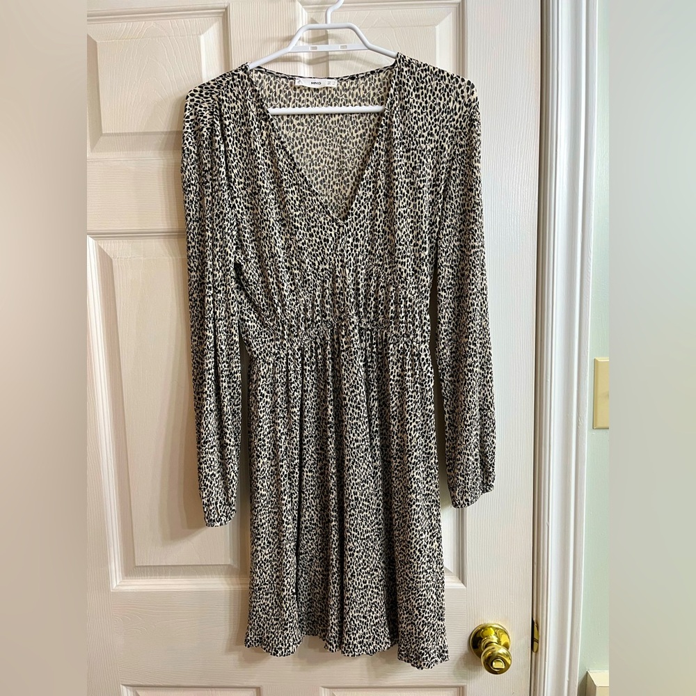 Mango Cottagecore Black and White Floral Midi dress size S